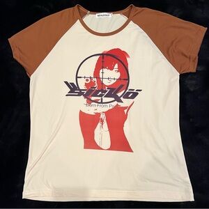 MEINUODUO Sicko Born From Pain Short Raglan Shirt Womens Size XL